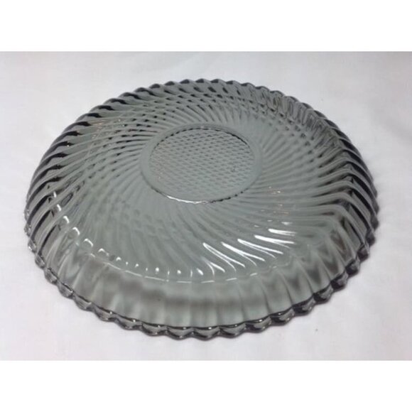Vintage Libbey Glass Smoke Grey Spiral Plate - Picture 8 of 9